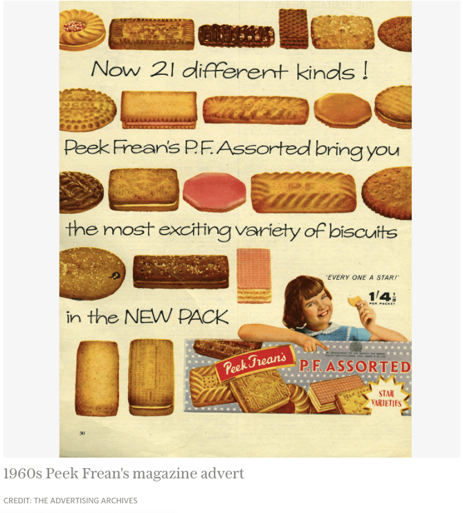 1960 Peek Frean's magazine advert